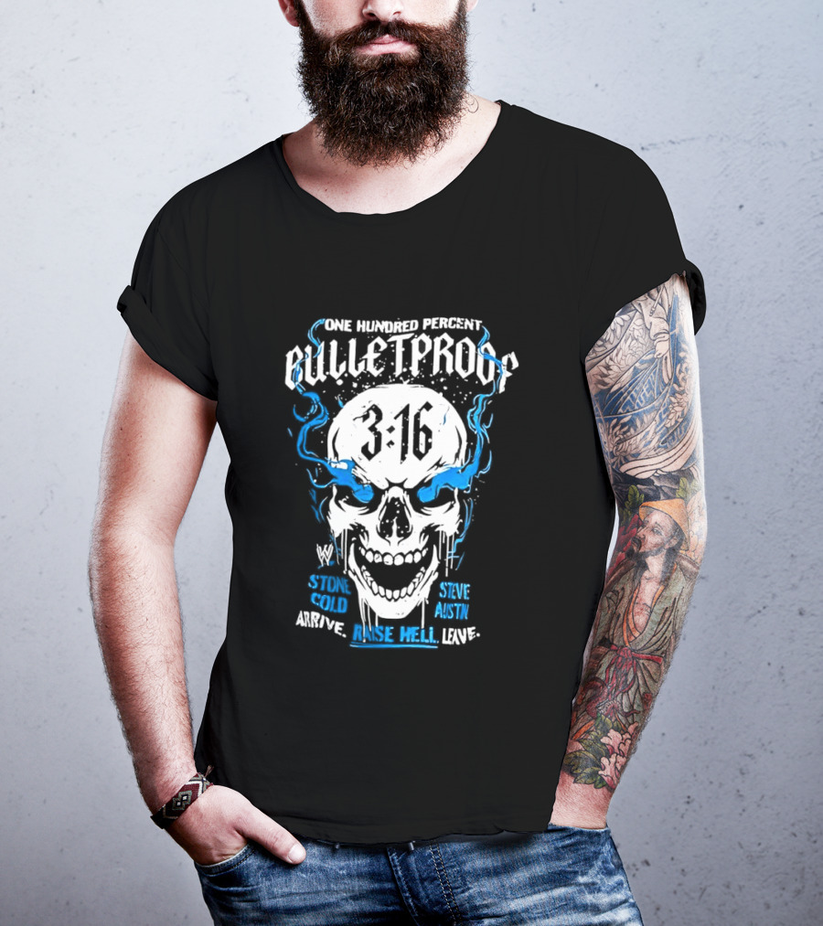 Stone Cold Steve Austin 3:16 One Hundred Percent Bulletproof Skull T-Shirt