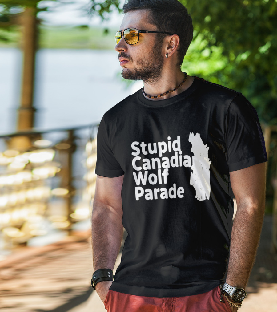 Stupid Candia Wolf Parade White Text With Wolf T-Shirt