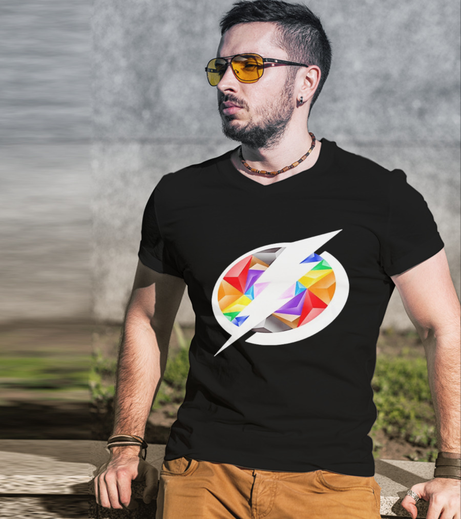 Tampa Bay Lightning Rainbow Pride Lightning Bolt T-Shirt