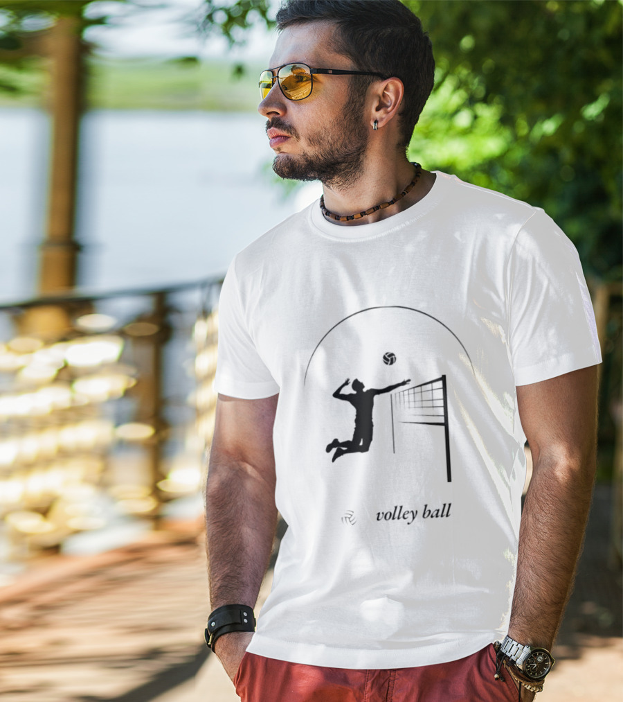 Volleyball Player Jumping To Spike Under Rising Sun T-Shirt