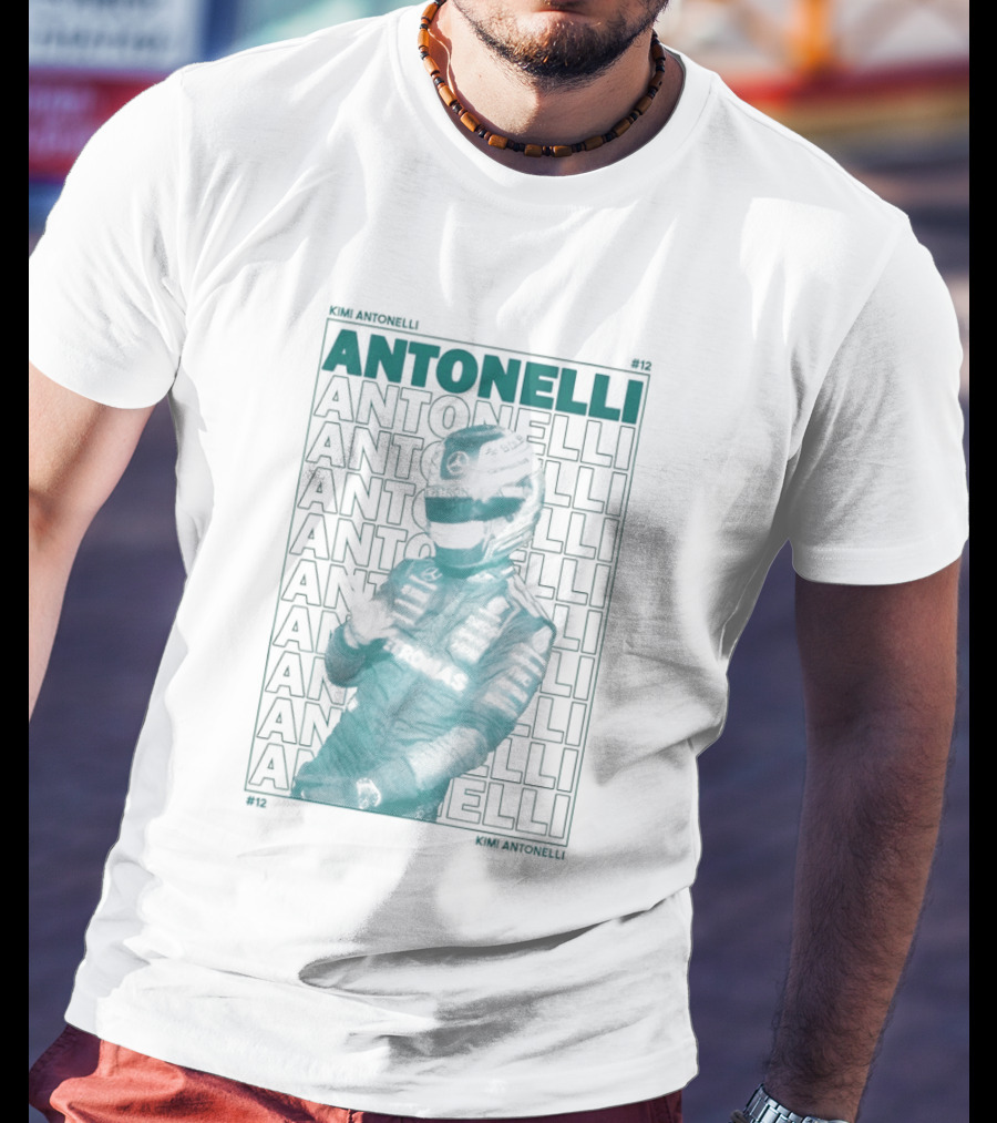Kimi Antonelli 12 Motorsport Formula One Racing Signature Racer Print T-Shirt