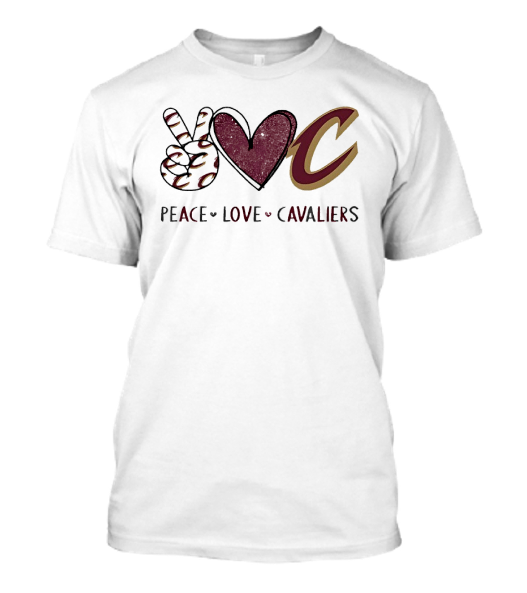 Cleveland Cavaliers Peace Love C Hand Team T-Shirt