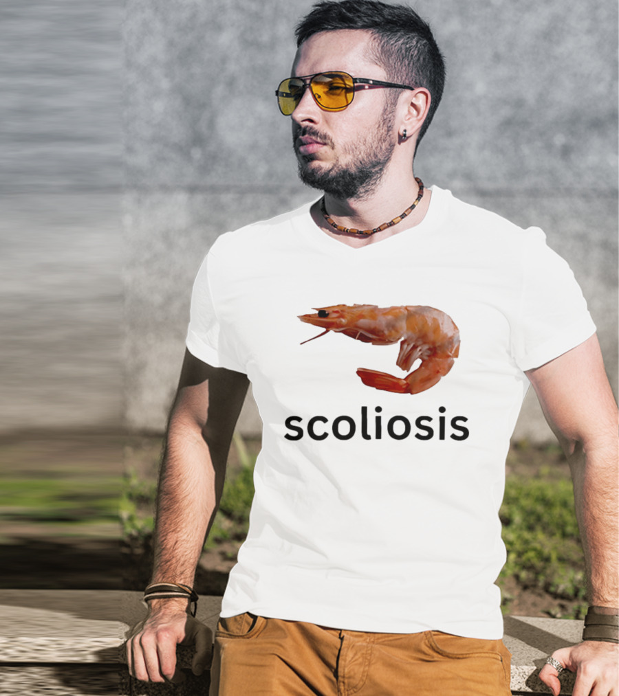 Shrimp Scoliosis Curved Spine Humor T-Shirt