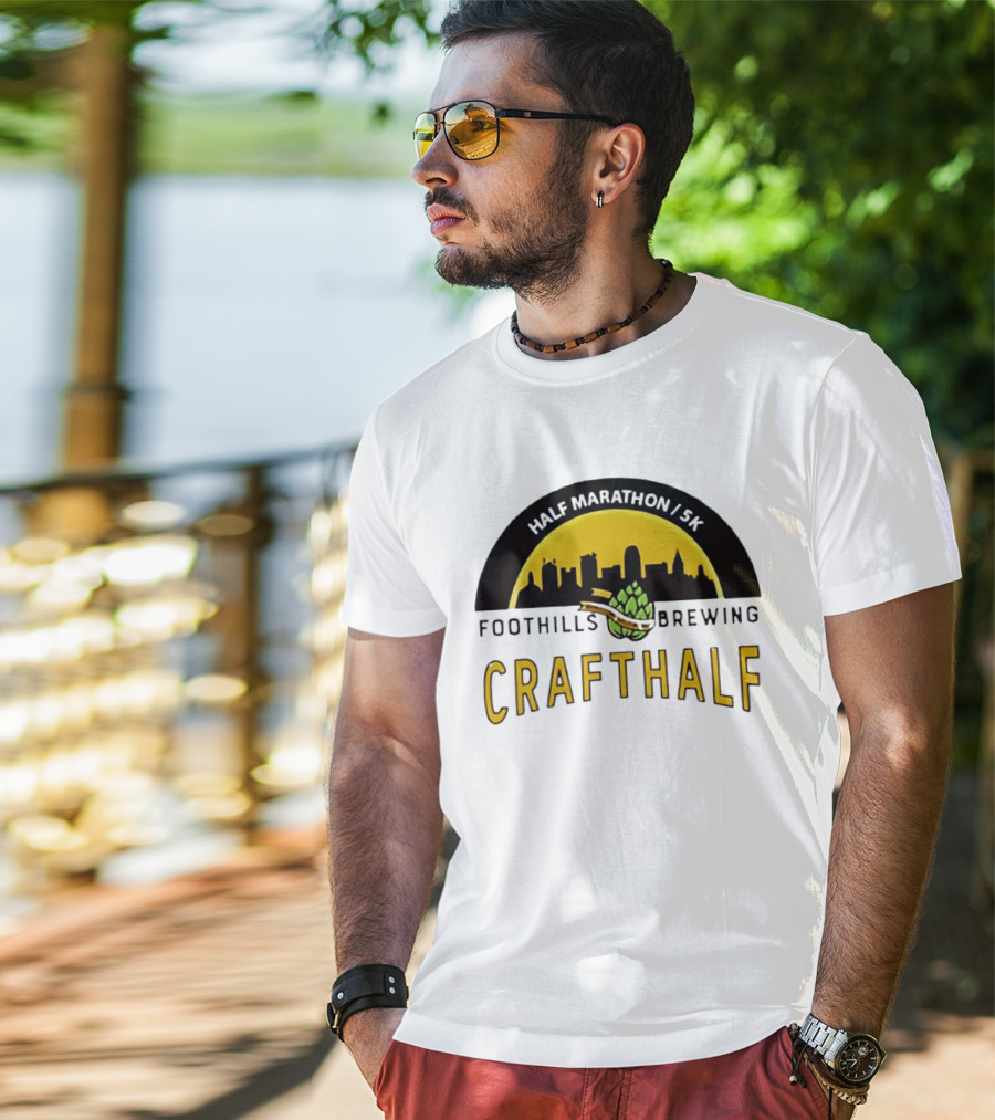 Foothills Brewing CrafHalf Half Marathon 5K City Skyline T-Shirt
