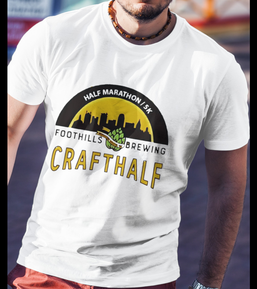 Foothills Brewing CrafHalf Half Marathon 5K City Skyline T-Shirt