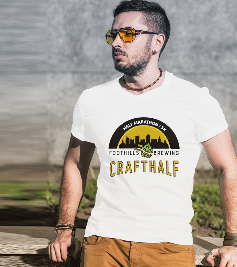 Foothills Brewing CrafHalf Half Marathon 5K City Skyline T-Shirt