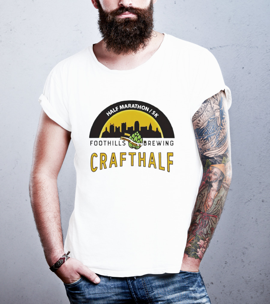 Foothills Brewing CrafHalf Half Marathon 5K City Skyline T-Shirt