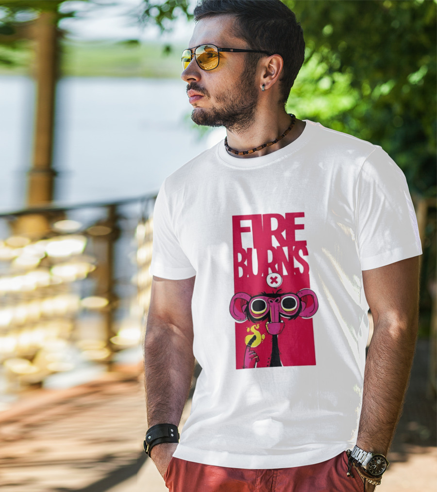 FIre Burns Monkey With Burning Hand T-Shirt