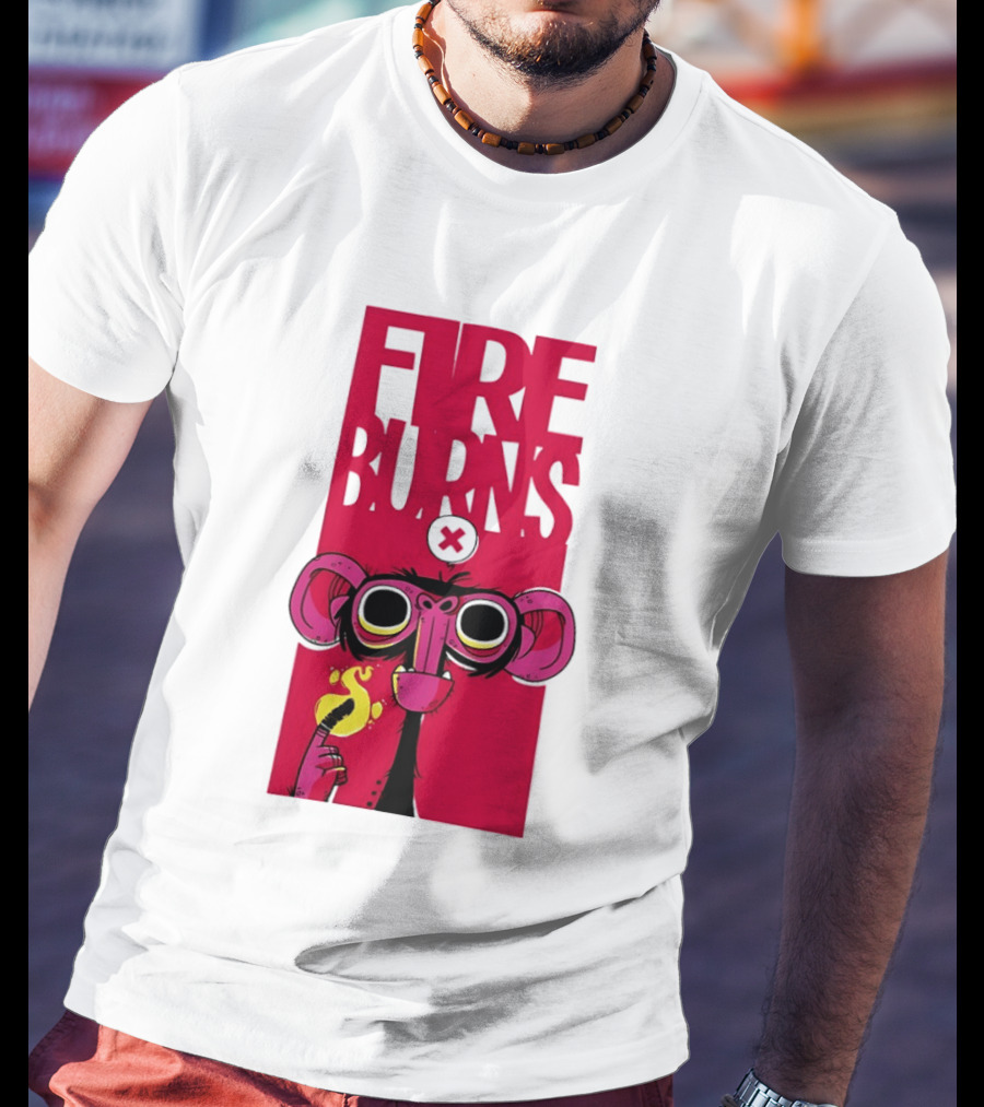FIre Burns Monkey With Burning Hand T-Shirt