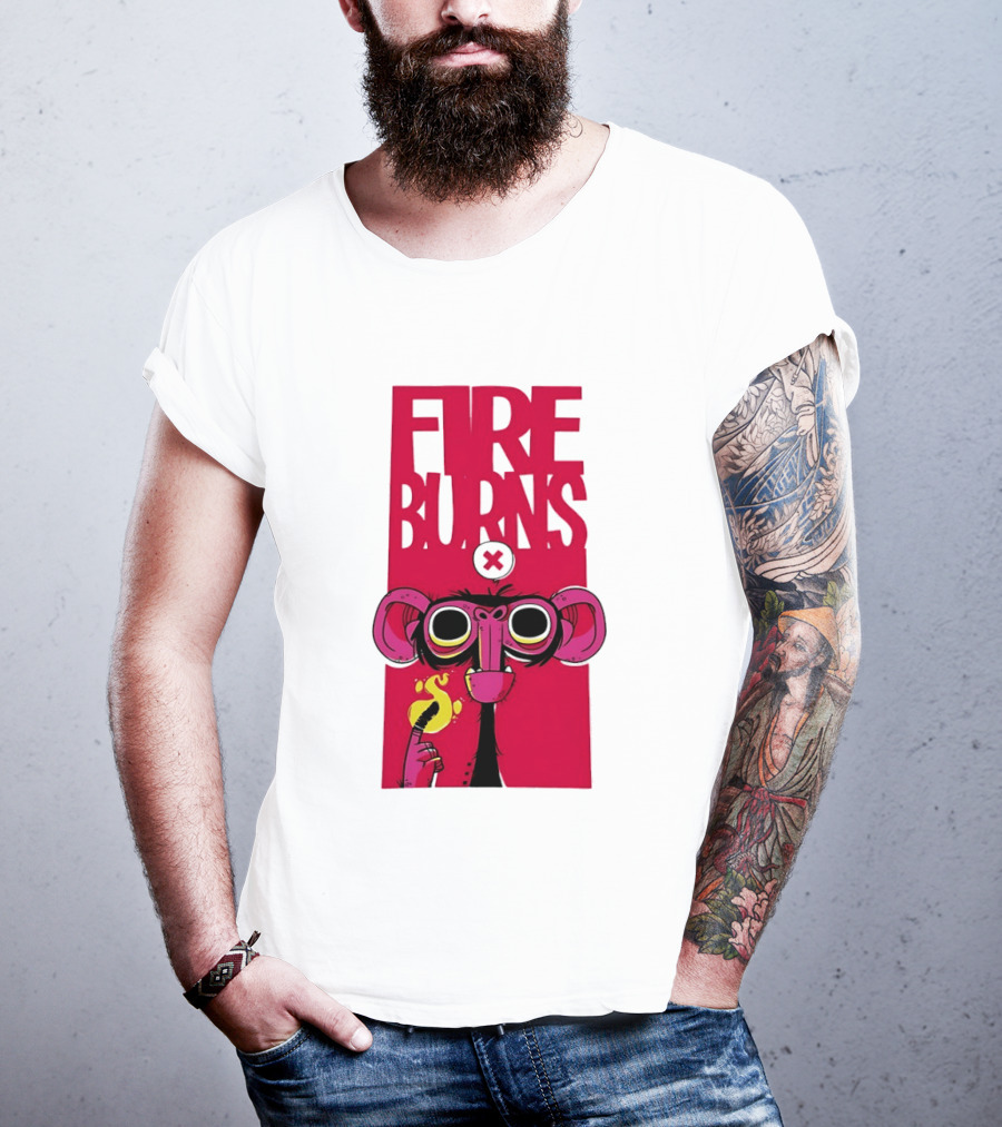 FIre Burns Monkey With Burning Hand T-Shirt