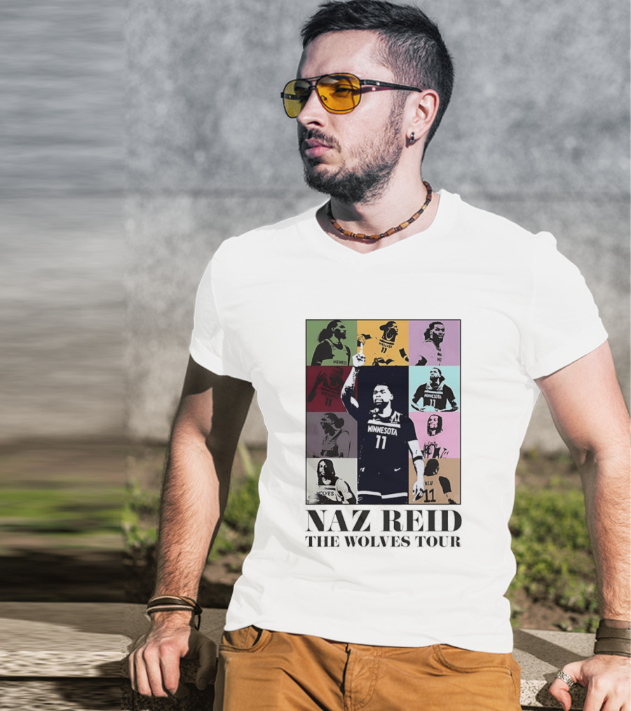 Minnesota Timberwolves Naz Reid Wolves Tour Montage T-Shirt