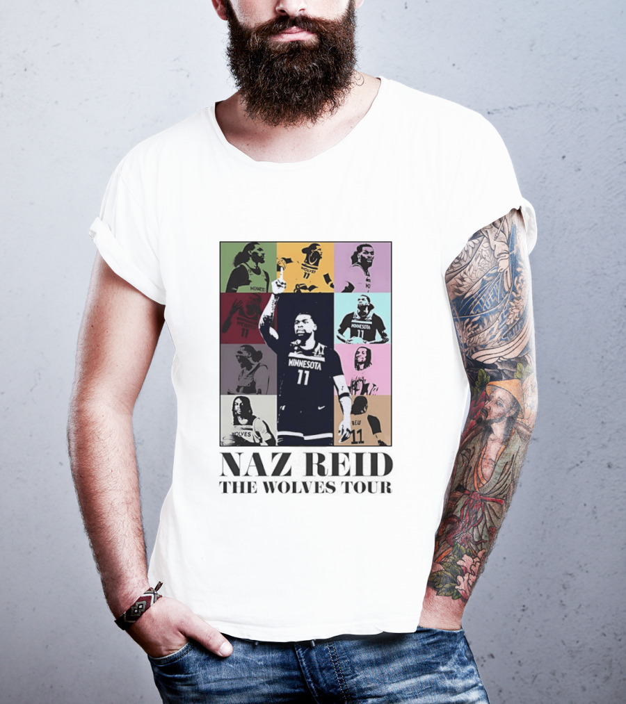 Minnesota Timberwolves Naz Reid Wolves Tour Montage T-Shirt