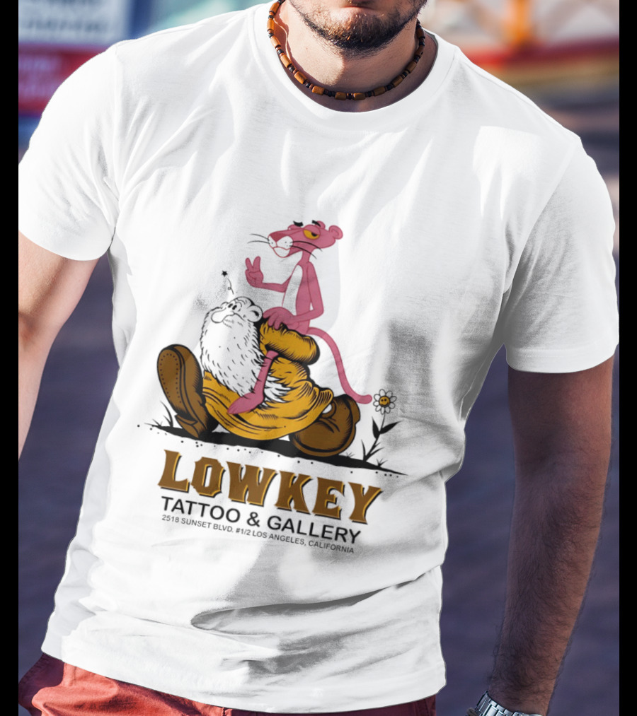 Pink Panther Lowkey Tattoo Gallery 2516 Sunset Blvd Los Angeles California T-Shirt