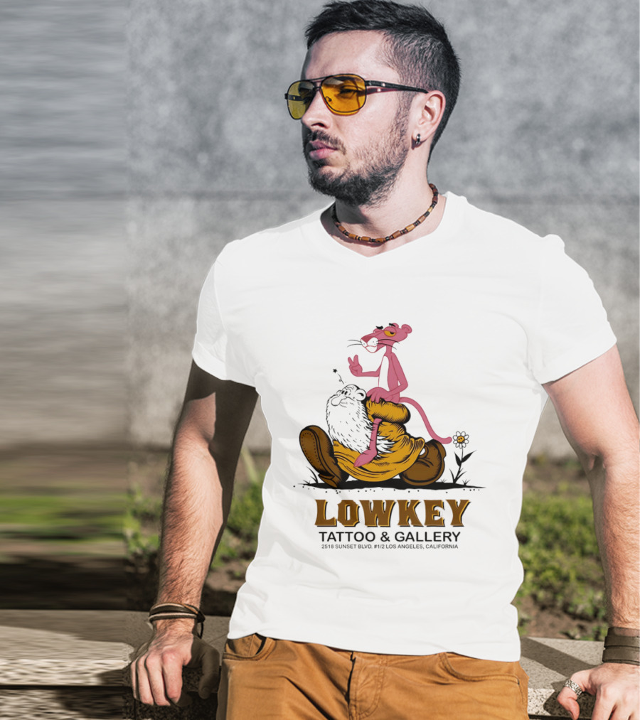 Pink Panther Lowkey Tattoo Gallery 2516 Sunset Blvd Los Angeles California T-Shirt