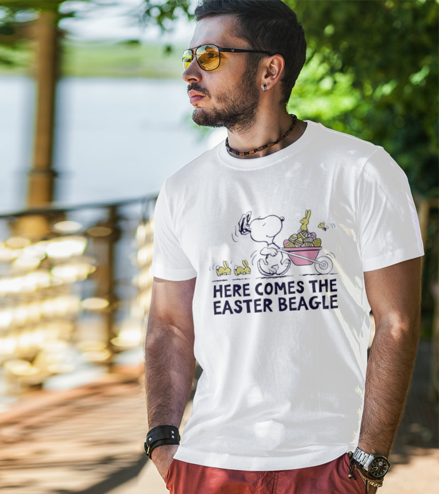 Snoopy Easter Beagle With Bunnies And Basket T-Shirt