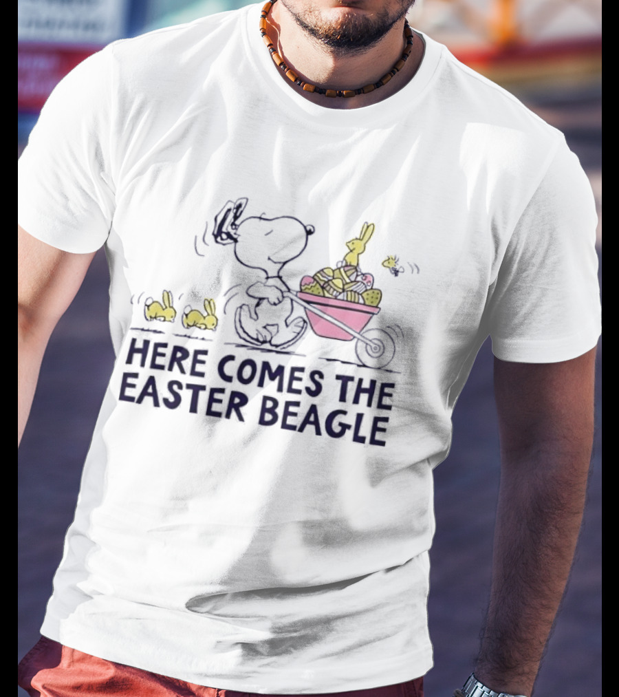 Snoopy Easter Beagle With Bunnies And Basket T-Shirt