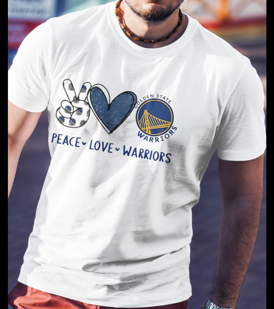 Golden State Warriors Peace Love Warriors Bridge T-Shirt
