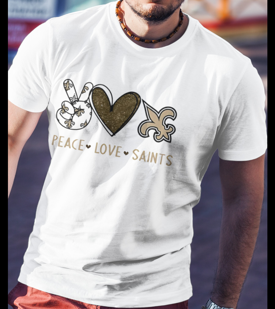 Peace Love Saints Fleur De Lis Symbol New Orleans Saints Football Team T-Shirt
