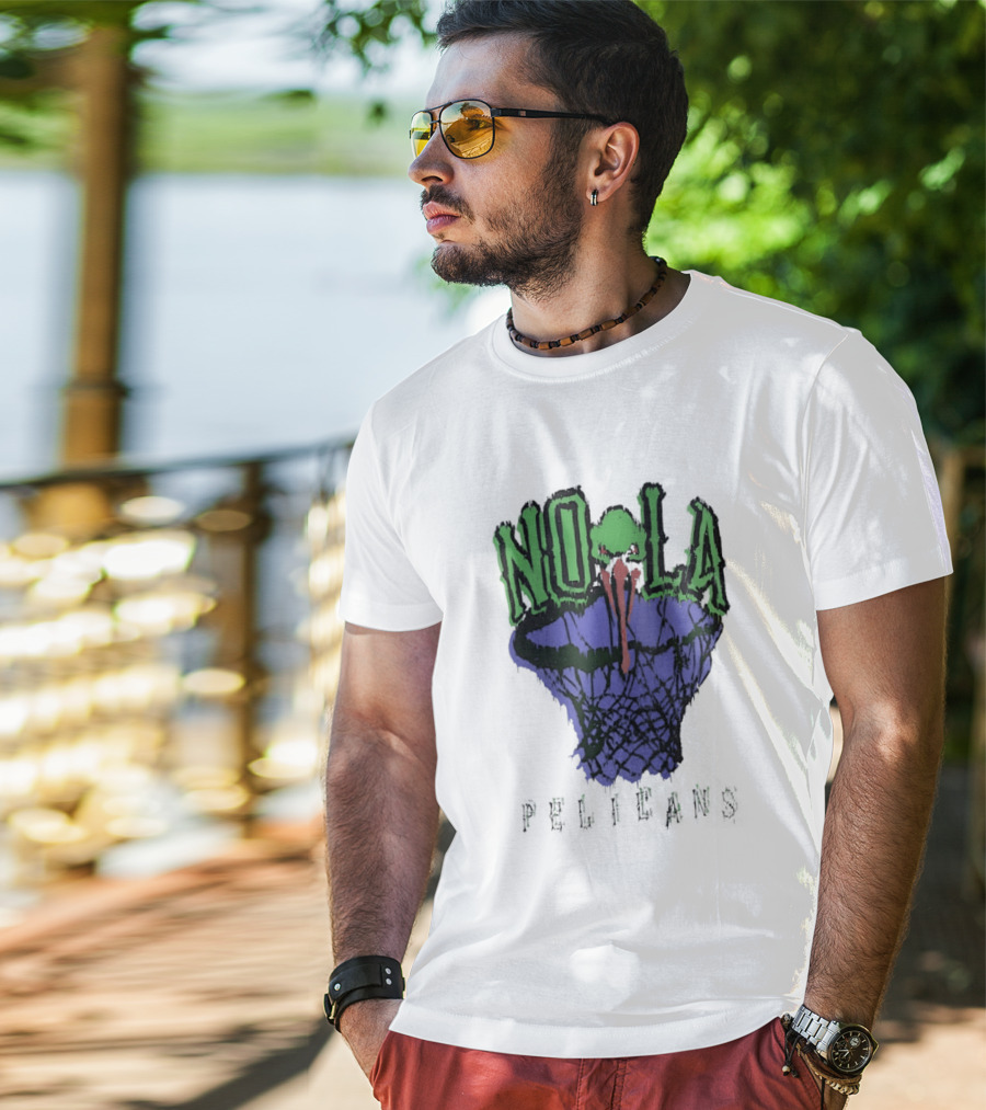 NOLA New Orleans Pelicans Basketball Hoop T-Shirt