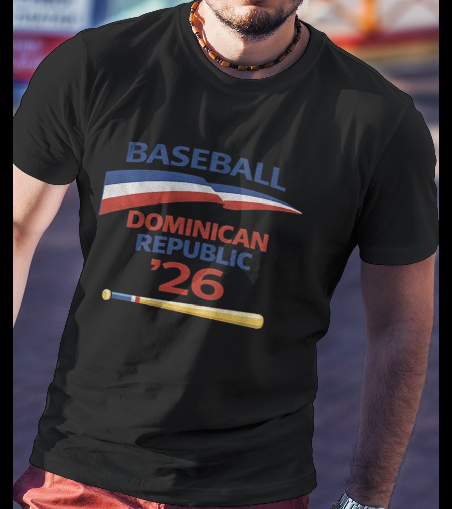 Dominican Republic Baseball 2026 Flag And Bat T-Shirt