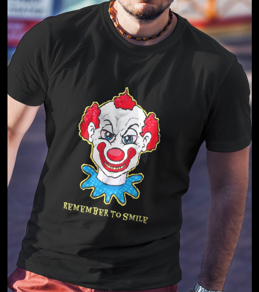 Evil Clown Remember To Smile Creepy Red White Blue T-Shirt