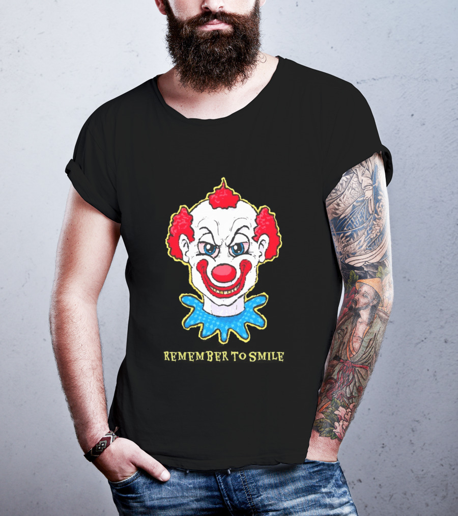 Evil Clown Remember To Smile Creepy Red White Blue T-Shirt