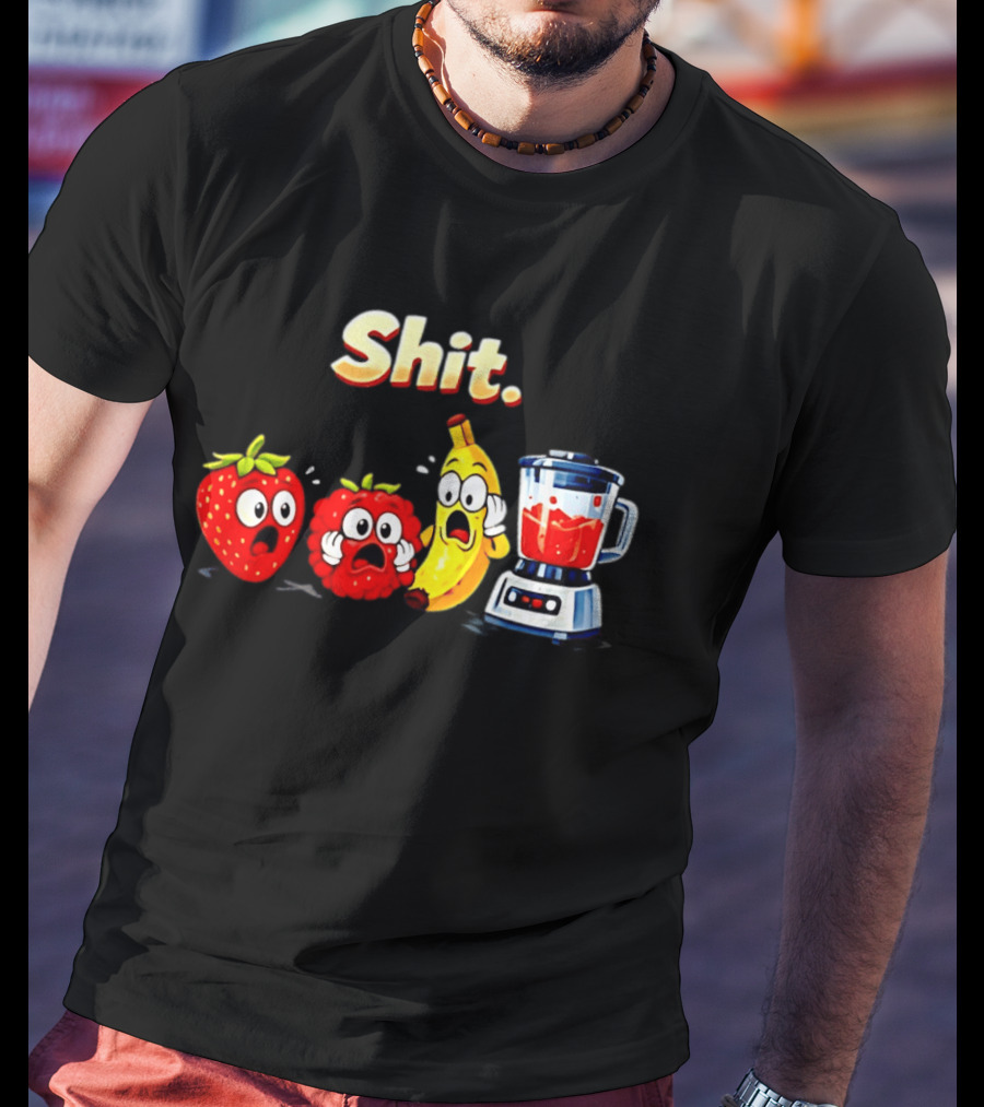 Panic Fruit Characters Blender Humor Smoothie Shit T-Shirt