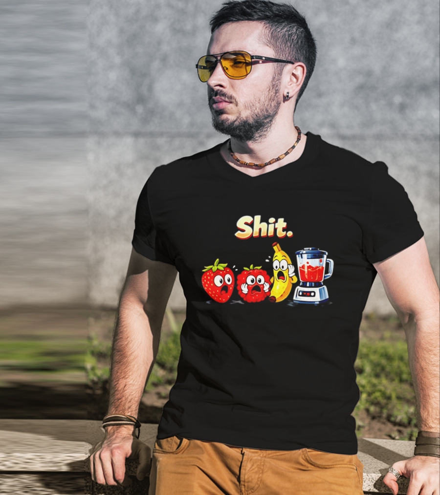 Panic Fruit Characters Blender Humor Smoothie Shit T-Shirt