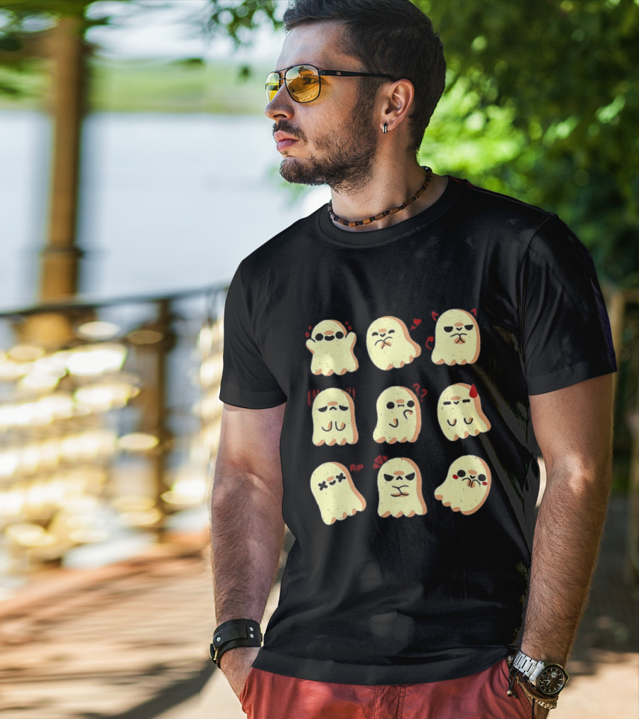 Ghost Emotions Cute Cartoon Ghosts With Various Expressions Halloween T-Shirt