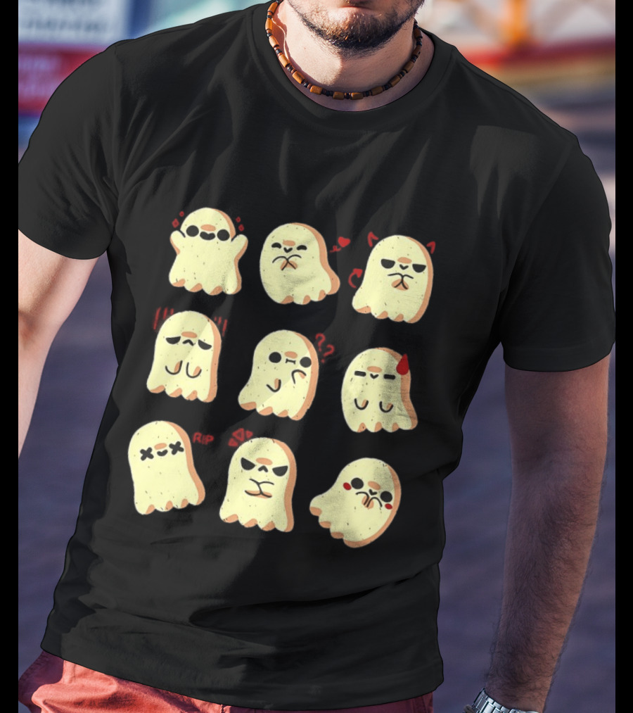 Ghost Emotions Cute Cartoon Ghosts With Various Expressions Halloween T-Shirt