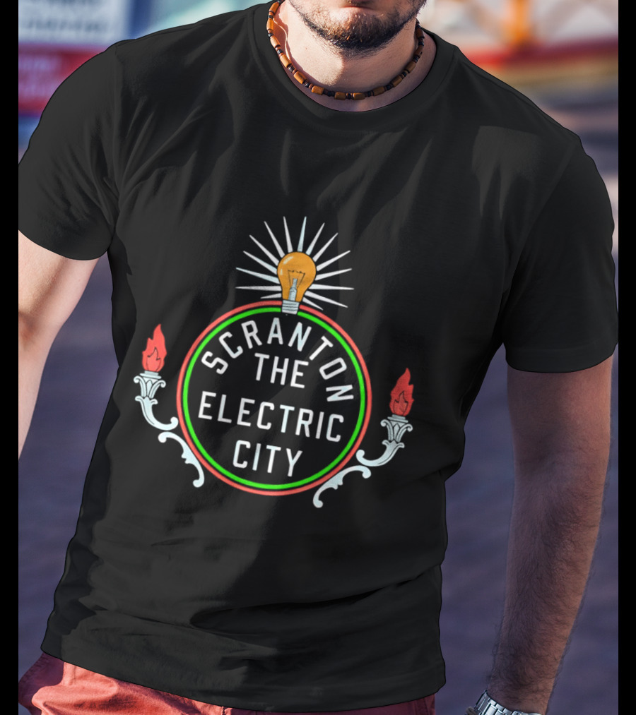 Scranton The Electric City Neon Lightbulb T-Shirt