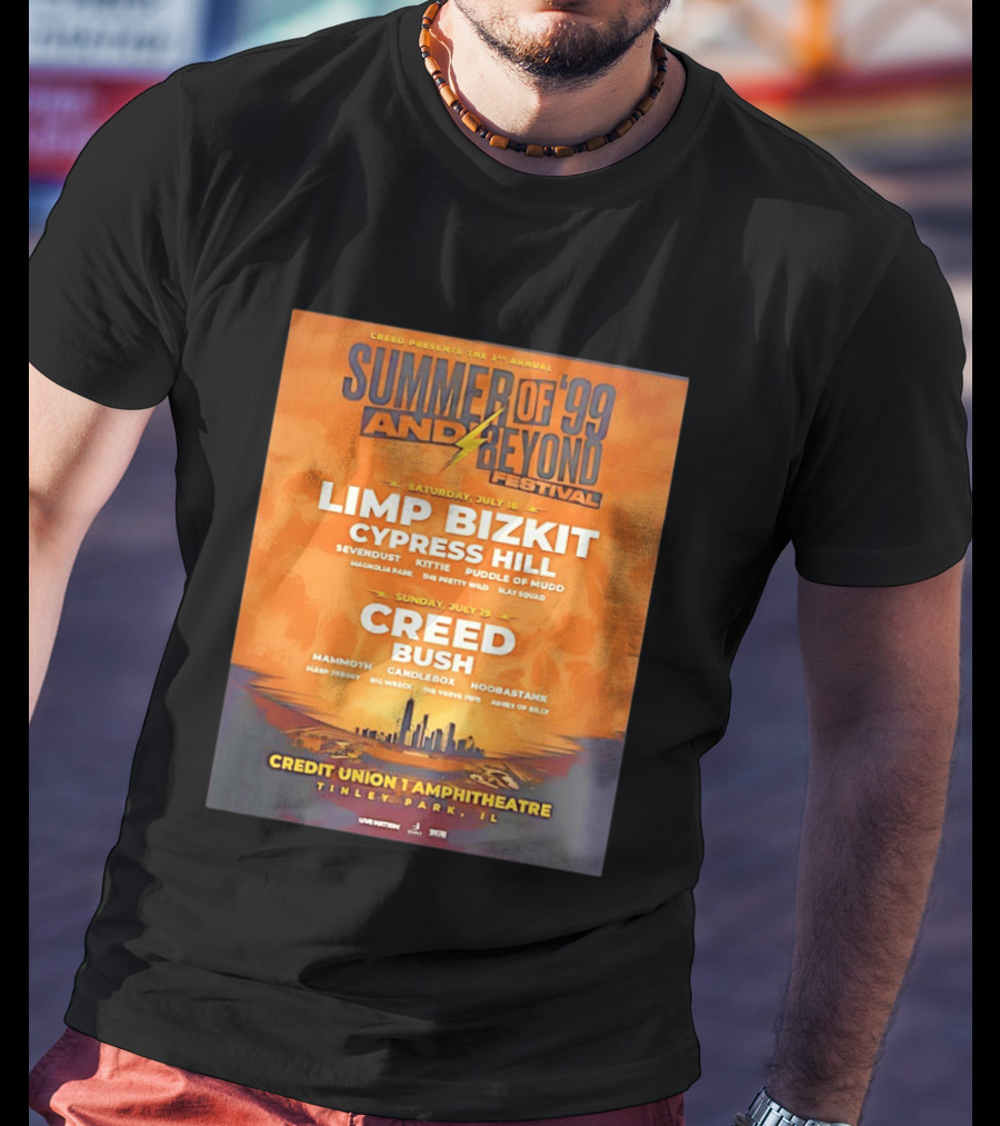 Creed Presents Summer Of '99 And Beyond Festival 2026 Full Lineup With Limp Bizkit And Creed At Credit Union Amphitheatre Tinley Park Illinois T-Shirt