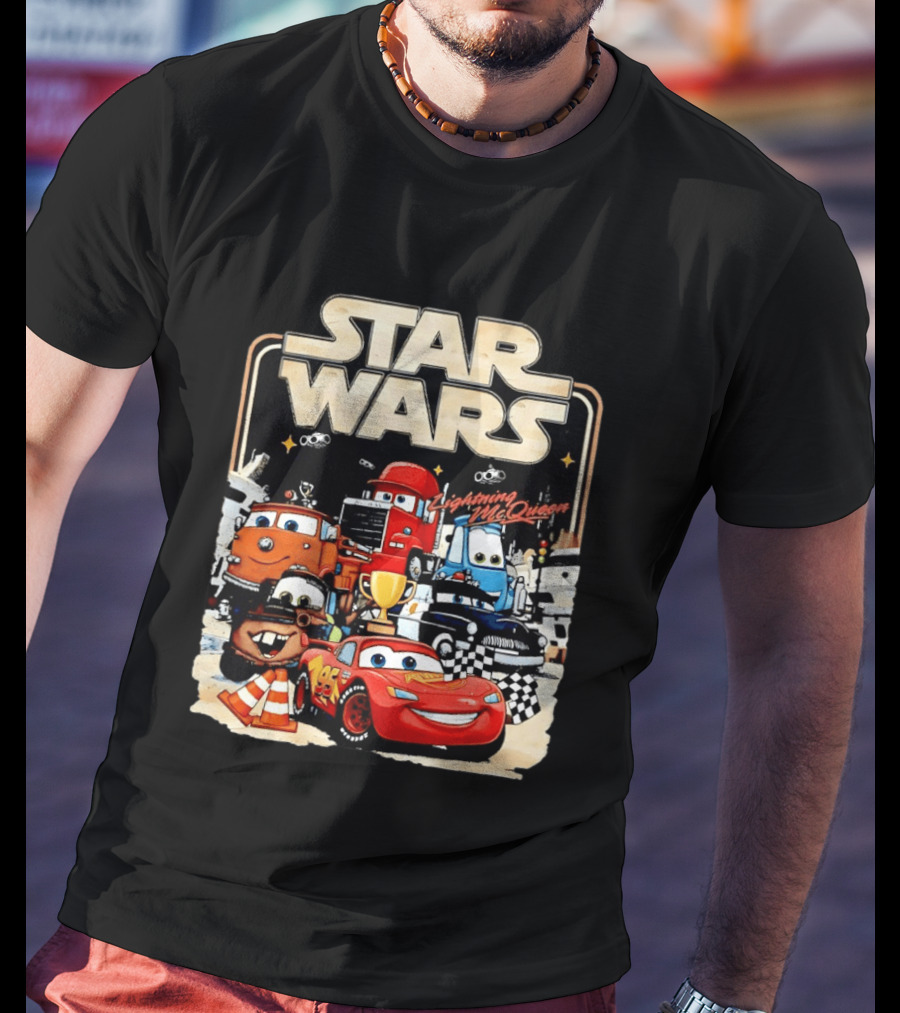 STAR WARS Lightning McQueen Racing Adventure With Cars Characters T-Shirt
