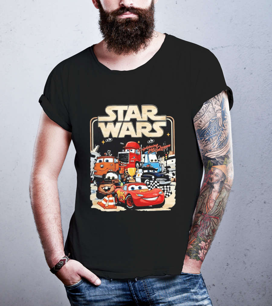 STAR WARS Lightning McQueen Racing Adventure With Cars Characters T-Shirt