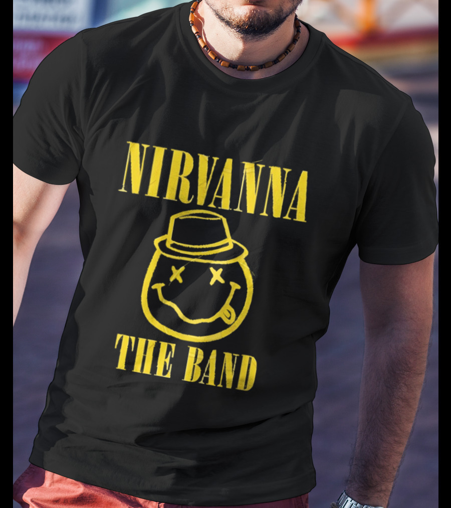 Nirvana Smiley Face Hat Logo The Band T-Shirt