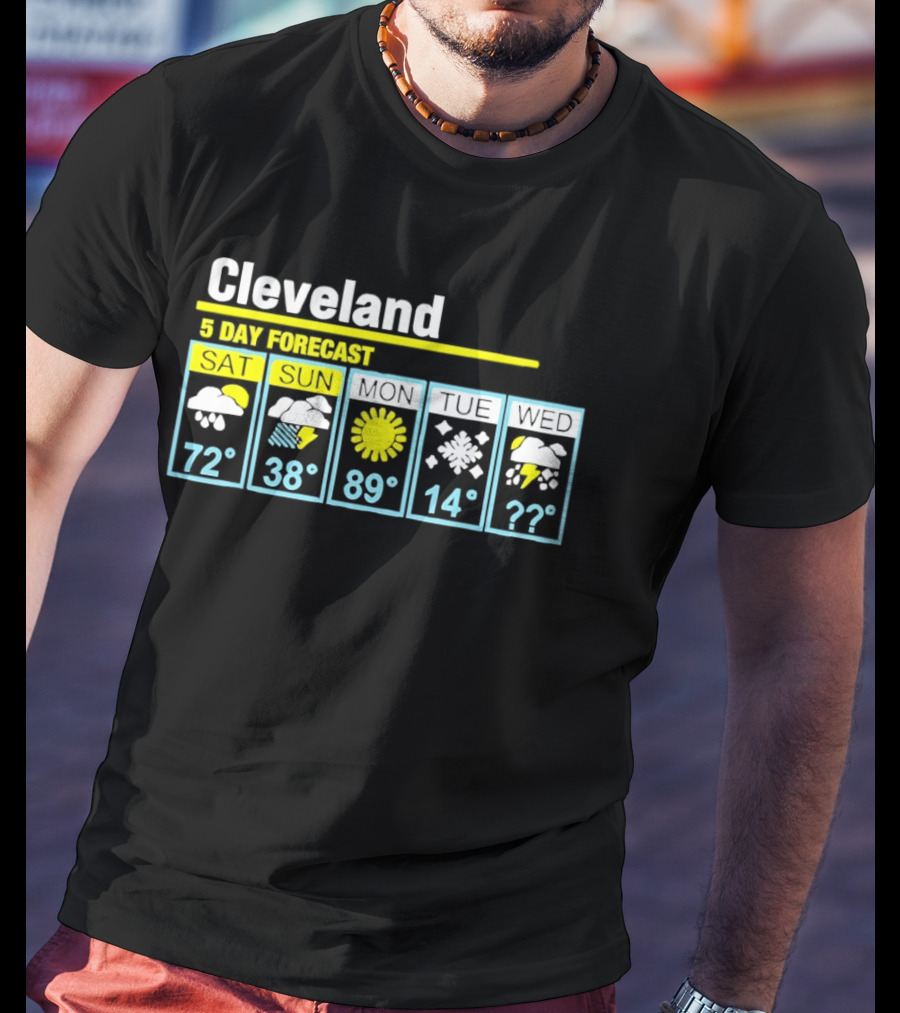 Cleveland 5 Day Forecast Weather Humor Cold Snow Thunderstorm T-Shirt