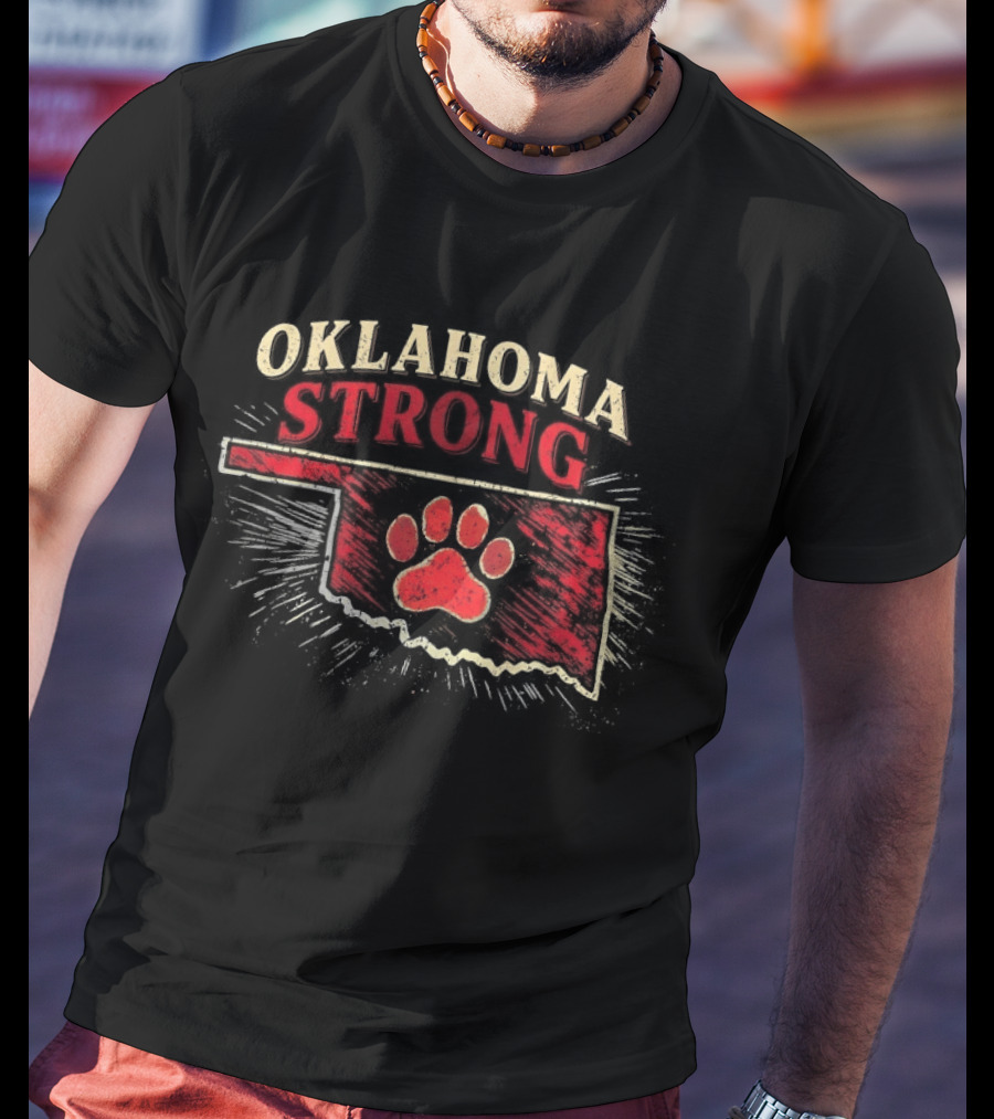 Oklahoma Strong Paw Print I'd Rather Be With My Dog T-Shirt