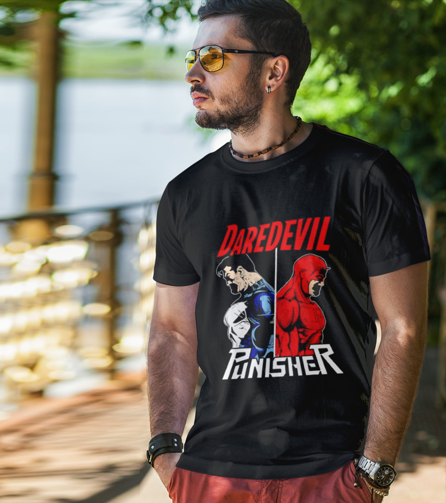 Daredevil Punisher Split Silhouette Marvel Characters T-Shirt