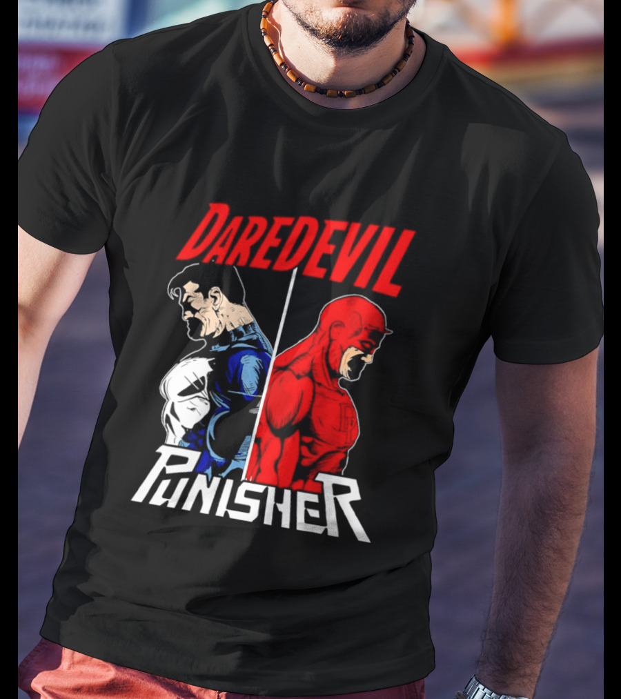 Daredevil Punisher Split Silhouette Marvel Characters T-Shirt