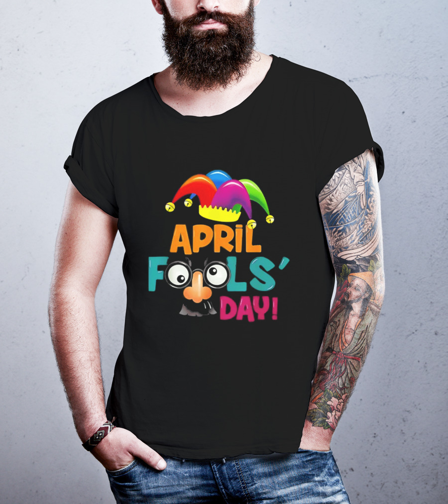 April Fools' Day Jester Hat Nose Glasses T-Shirt