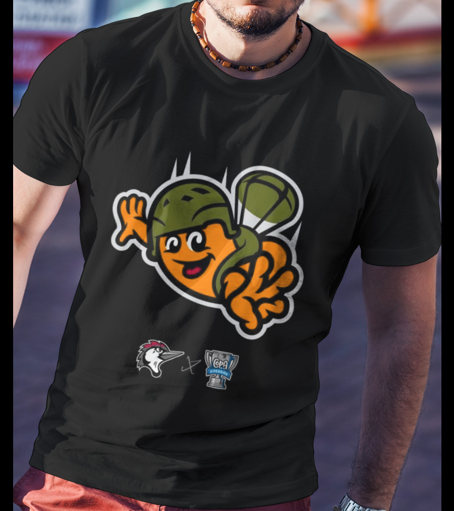 Fayetteville Woodpeckers Frijoles Saltarines De Fayetteville Parachute Character 2026 T-Shirt