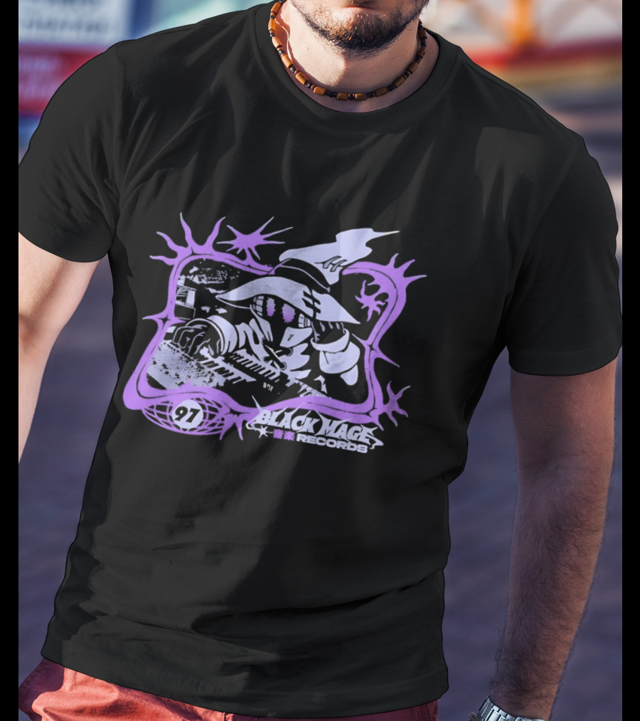 Final Fantasy Black Mage 97 Records Keyboard Wizard Enchantment T-Shirt