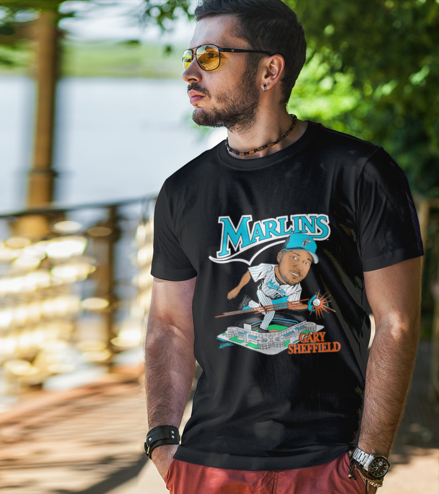 Florida Marlins Gary Sheffield Caricature Baseball MLB Player T-Shirt