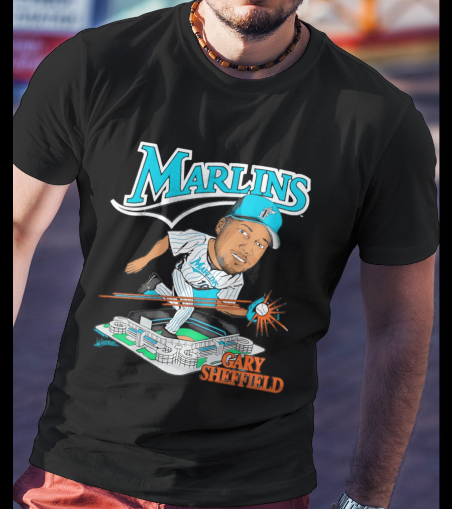 Florida Marlins Gary Sheffield Caricature Baseball MLB Player T-Shirt