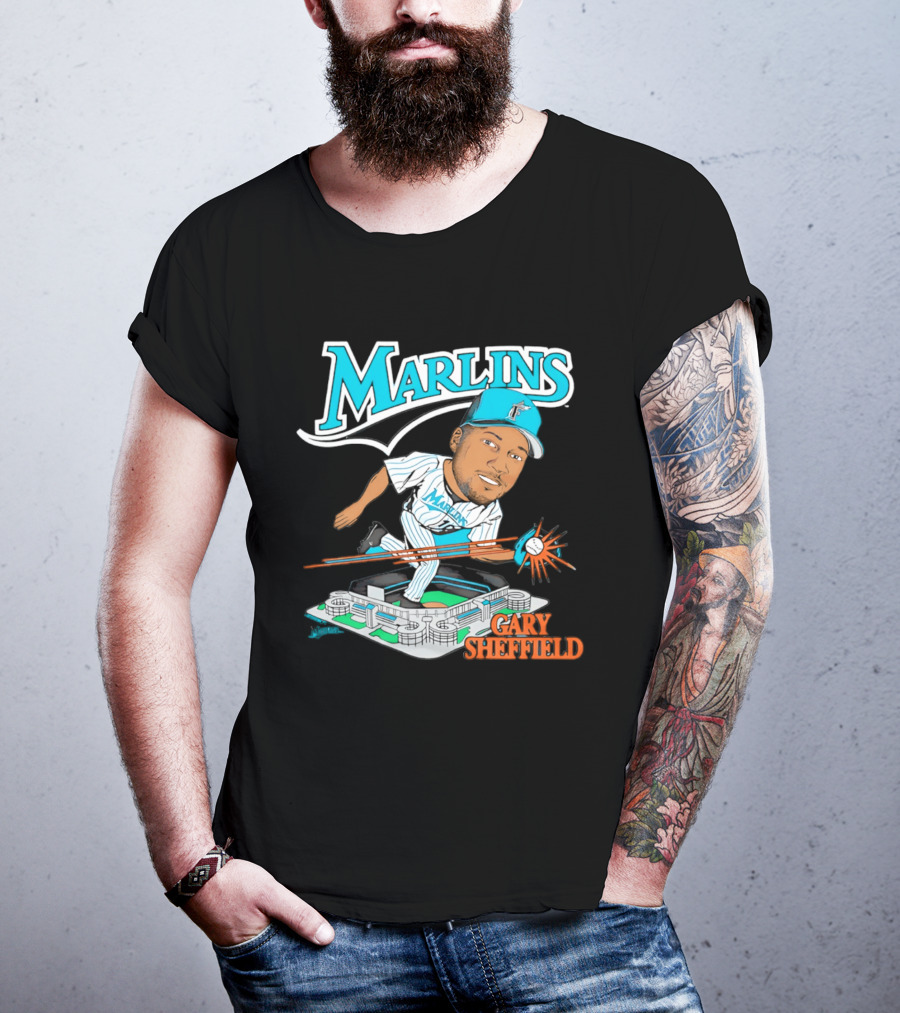 Florida Marlins Gary Sheffield Caricature Baseball MLB Player T-Shirt
