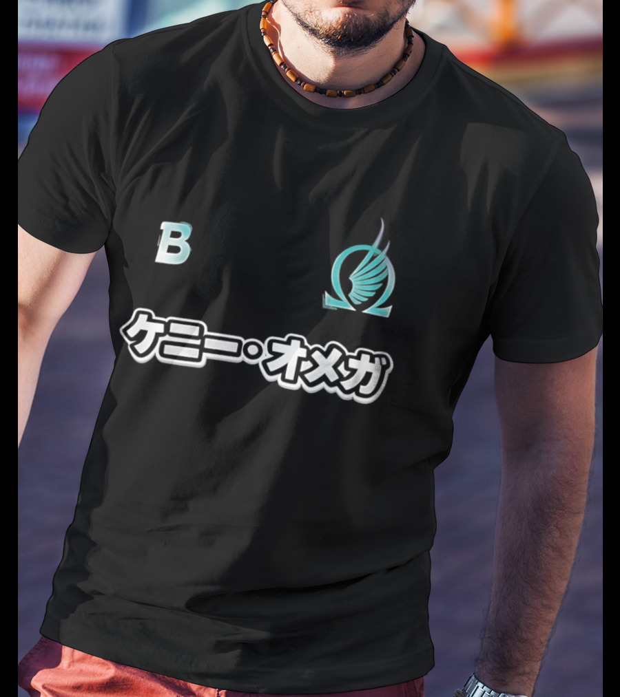 Kenny Omega B Winged Omega Blue Kanji T-Shirt
