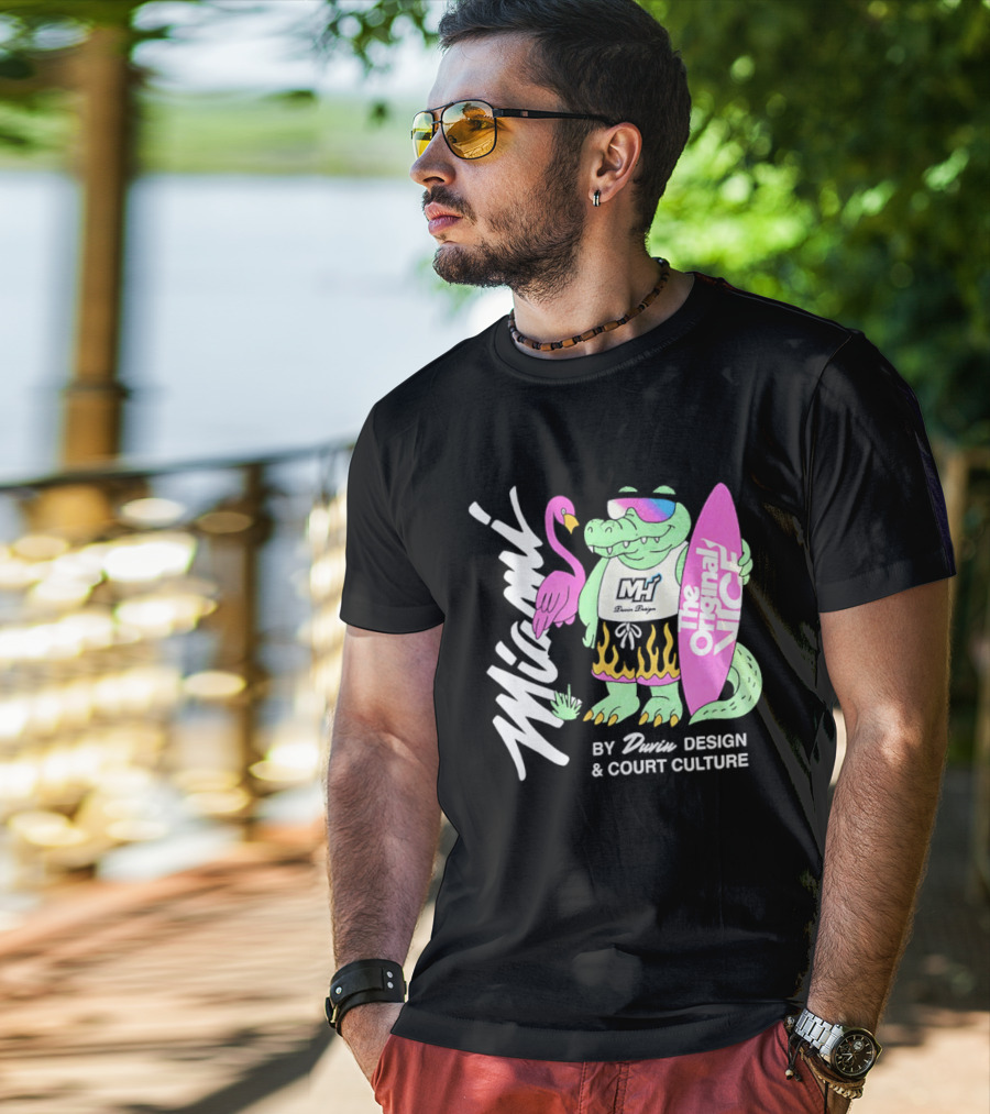 Miami Gator Flamingo Vibe The Original Vice By Dunin Court Culture T-Shirt