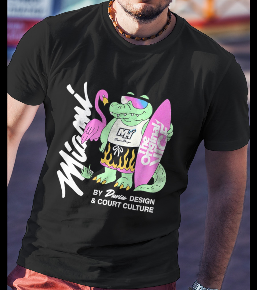 Miami Gator Flamingo Vibe The Original Vice By Dunin Court Culture T-Shirt