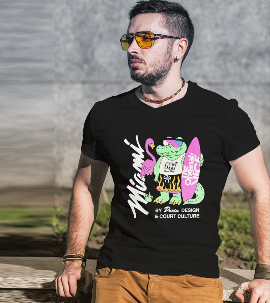 Miami Gator Flamingo Vibe The Original Vice By Dunin Court Culture T-Shirt
