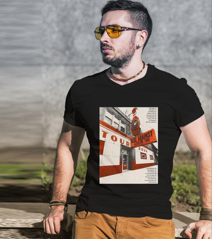 Rise Against Alkaline Trio Tour 2026 North America Dates Dallas Austin Chicago Seattle T-Shirt